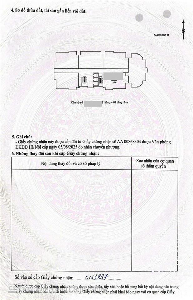 Cần bán căn hộ chung cư 126m tòa nhà n09 b2 view nhìn chính diện cv cầu giấy