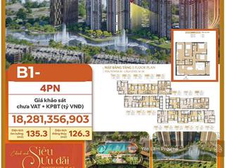 Bán căn hộ cao cấp masteri park place, 4pn, 135m2, 3 pttt, ck 12%, tặng 24 tháng pql