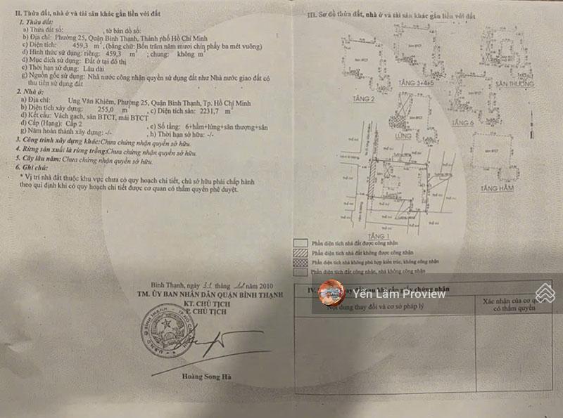 Bán tòa nhà văn phòng khu nguyễn gia trí bình thạnh, 459 m², hầm + 7 tầng. giá 140 tỷ