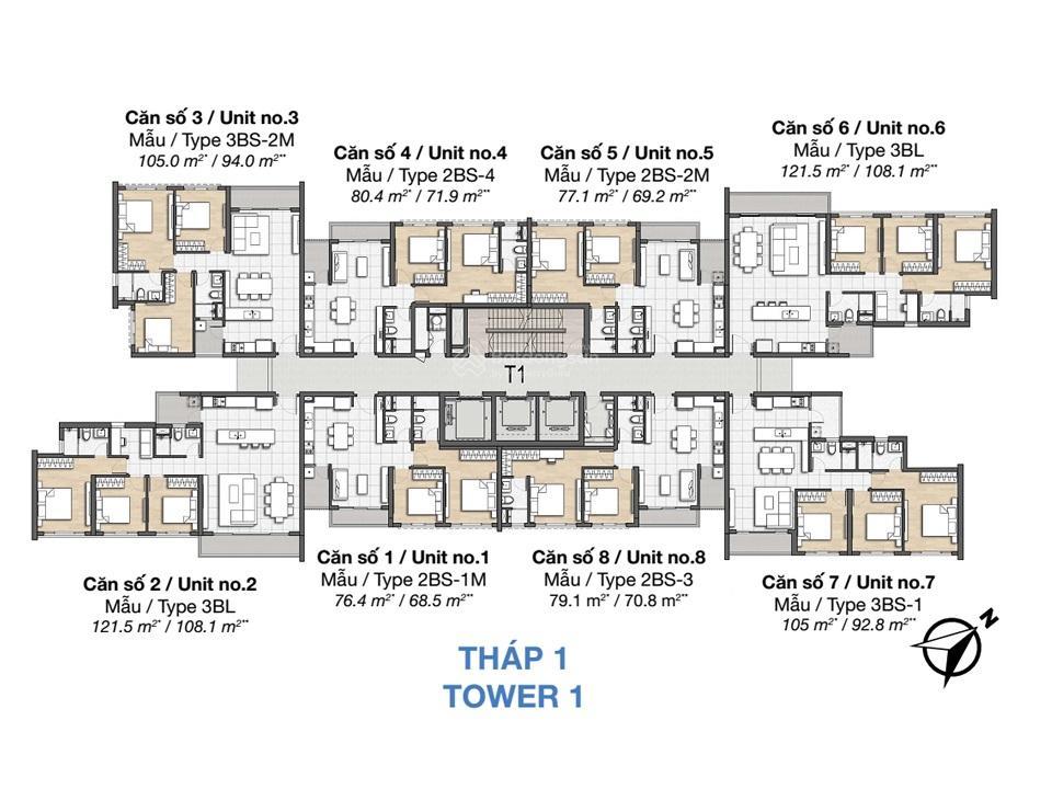 Bán căn hộ tại palm heights an phú gồm 3 phòng ngủ tầng cao view đẹp diện tích 105m2