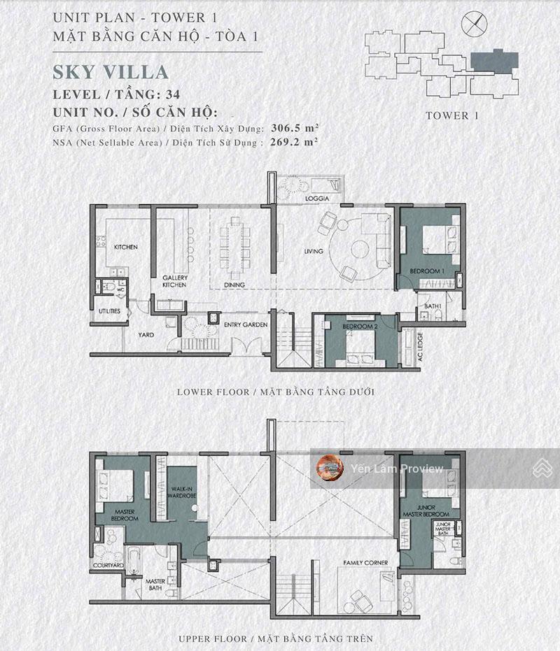 Bán penthouse vista verde, phan văn đáng, 306.5m2, 2 tầng, 4pn, giá 26 tỷ
