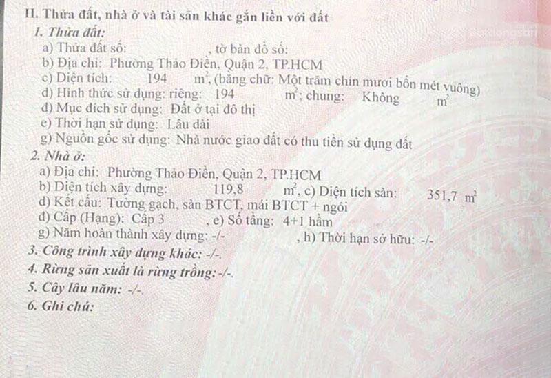 Bán chdv thảo điền, 8m*25m, có hầm, 4 tầng, thu nhập 130tr/tháng, giá 77.5 tỷ