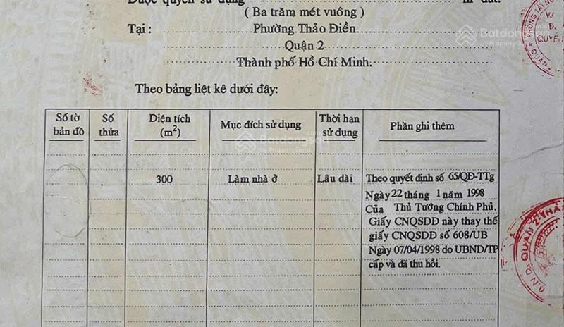 Bán đất nguyễn văn hưởng thảo điền 300m², gần trường quốc tế, giá 78 tỷ