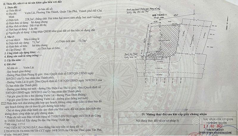Bán nhà góc 2 mặt tiền vườn lài, tân phú, 230m2, ngang 14.5m, hđt 100tr/th, giá 42 tỷ