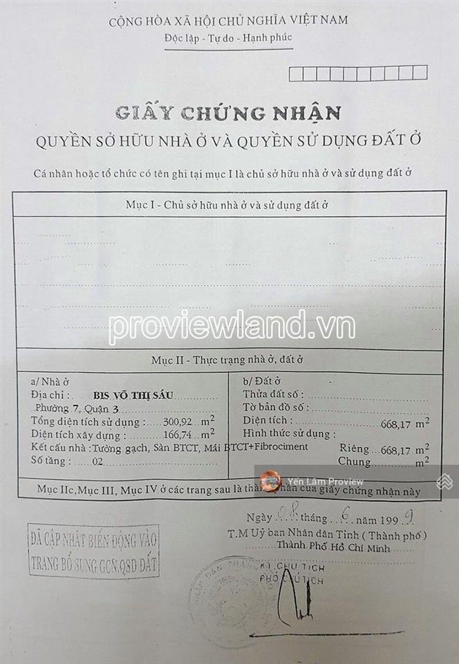 Bán đất mặt tiền đường võ thị sáu, quận 3 cũ, 668m2 đất, khu vip, 199 tỷ