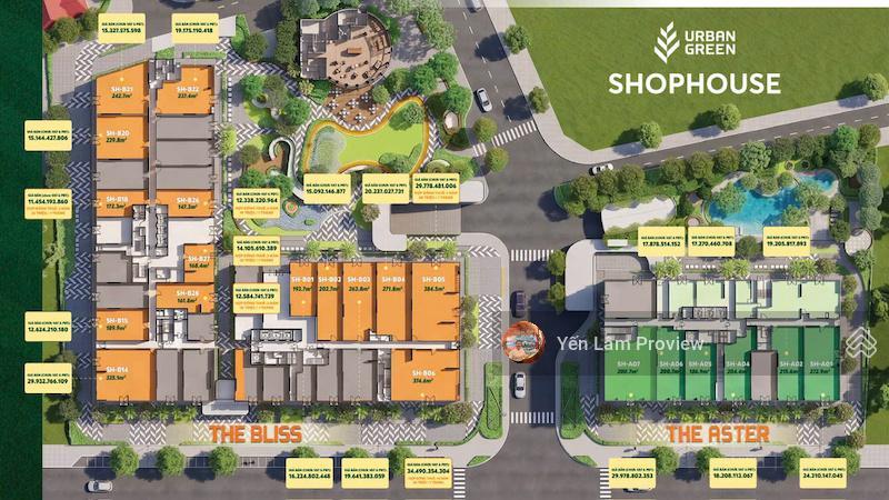 Cho thuê shophouse urban green, nhà hoàn thiện, 202m2, 2 tầng, miễn phí 9 tháng ưu đãi