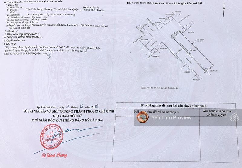 Bán nhà góc 2 mặt tiền hẻm tôn thất tùng, quận 1, 76m2, 4 tầng, giá 25,5 tỷ