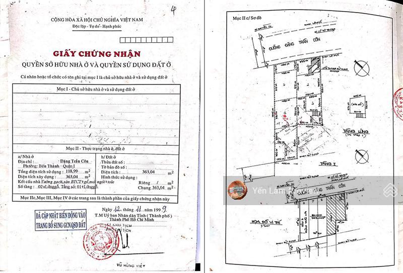 Bán nhà mặt tiền quận 1, đặng trần côn, 3 tầng, 12x18m, gpxd hầm + 8 tầng