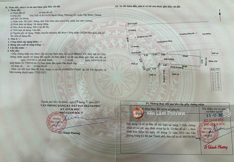 Bán đất góc 3 mặt tiền bạch đằng yên thế hồng hà, 411,5m2, gần tân sơn nhất, giá 144 tỷ