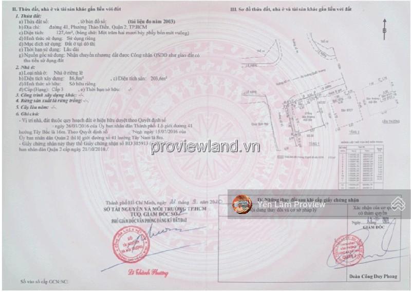 Bán lô đất quận 2, mt đường 41, thảo điền, 127m2 đất thổ cư, sổ hồng
