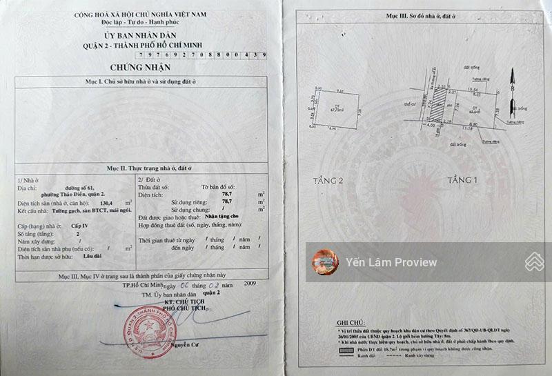 Bán nhà mới đường 61 thảo điền, 98m2, bao sổ hồng, giá 16 tỷ
