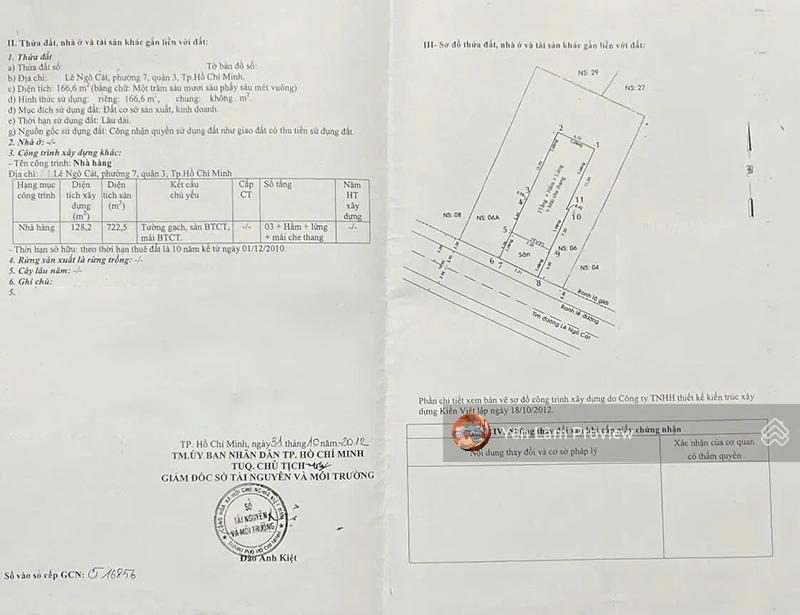Bán tòa nhà lê ngô cát, hầm 4 tầng, dt 166m2, đang cho thuê 200 tr/th