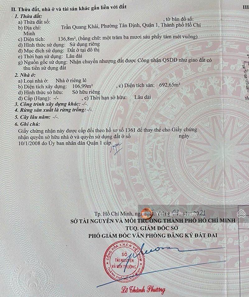 Bán tòa nhà trần nguyên đán, p. tân định, 136,8m2, hầm 4 lầu, hđt 100tr/th. giá 60 tỷ