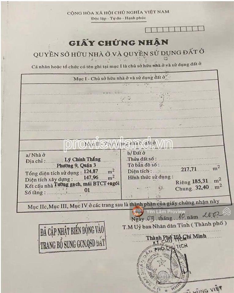 Bán nhà mặt tiền lý chính thắng, quận 3, 217,71m2, trệt 1 lầu, giá chỉ 105 tỷ