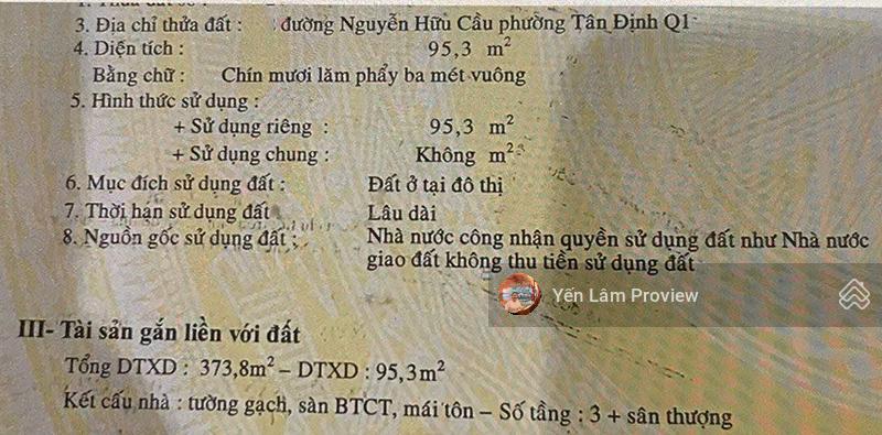 Bán nhà 3 mặt tiền nguyễn hữu cầu, tân định, 95,3m², hđt 231,75 triệu/th  120 tỷ