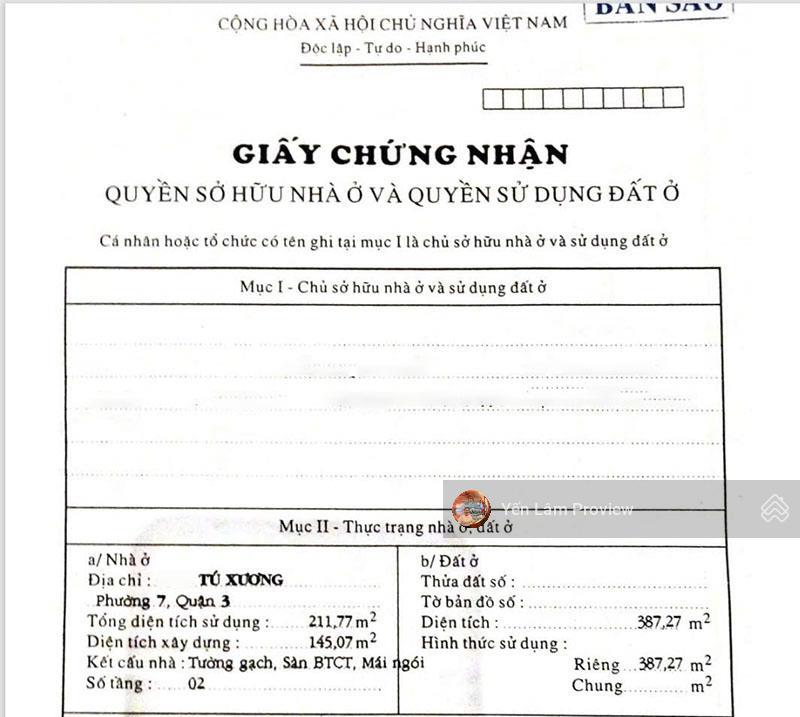 Biệt thự 387m2 tú xương trung tâm quận 3 cơ hội hiếm chỉ 190 tỷ