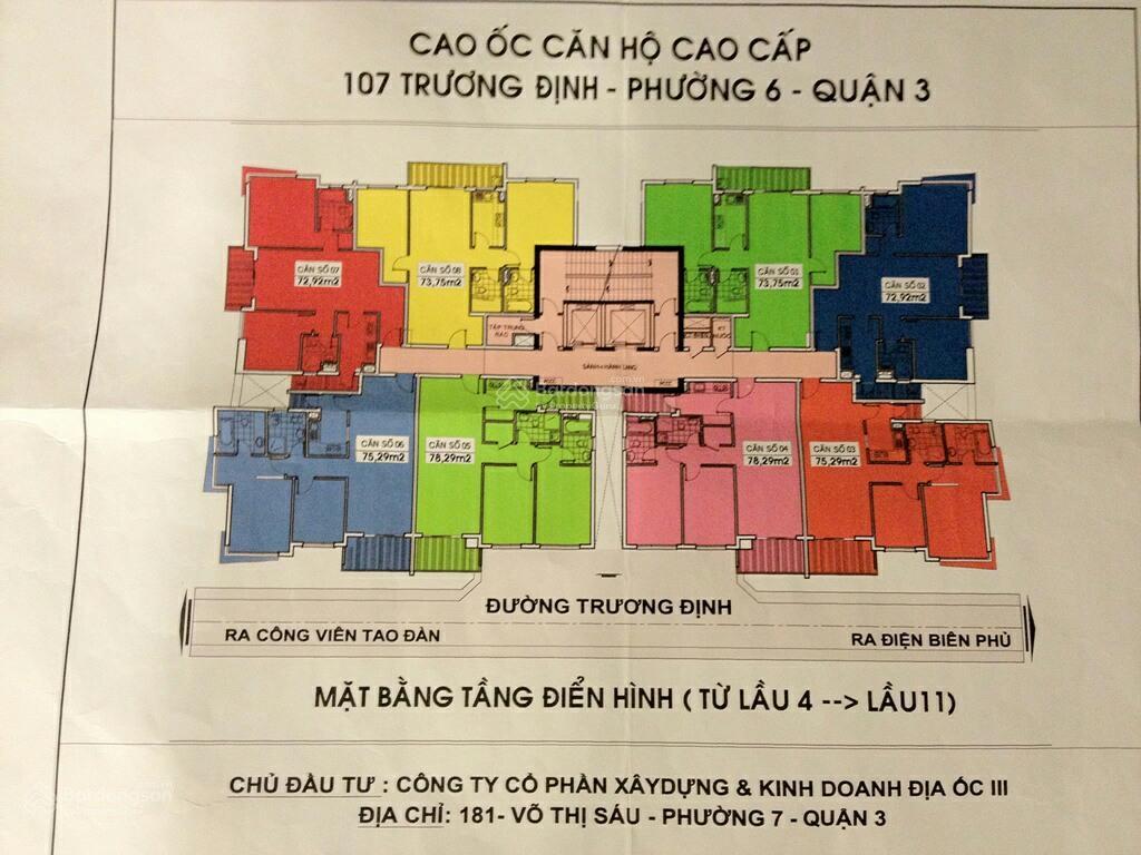 Cho thuê căn hộ 2 pn 2 wc cao ốc 107 trương định quận 3 giá 20 triệu full nội thất 0932 069 ***