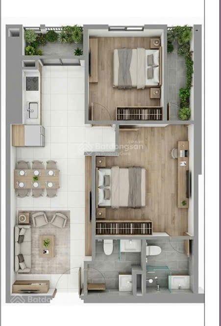 Ch cao cấp mt tố hữu, giá 45tr/m2 104 ct1 usilk city dt 68,2m2, 2pn, pk, pă, bc,  0901 369 ***