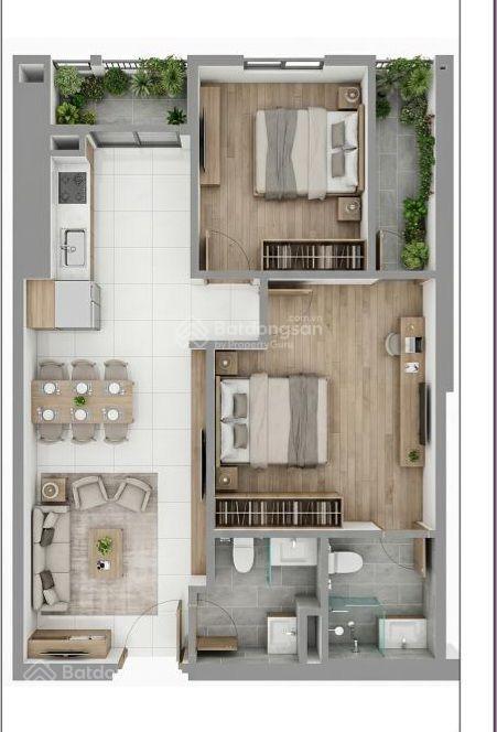 Ch cao cấp mt tố hữu, giá 45tr/m2 104 ct1 usilk city dt 68,2m2, 2pn, pk, pă, bc,  0901 369 ***
