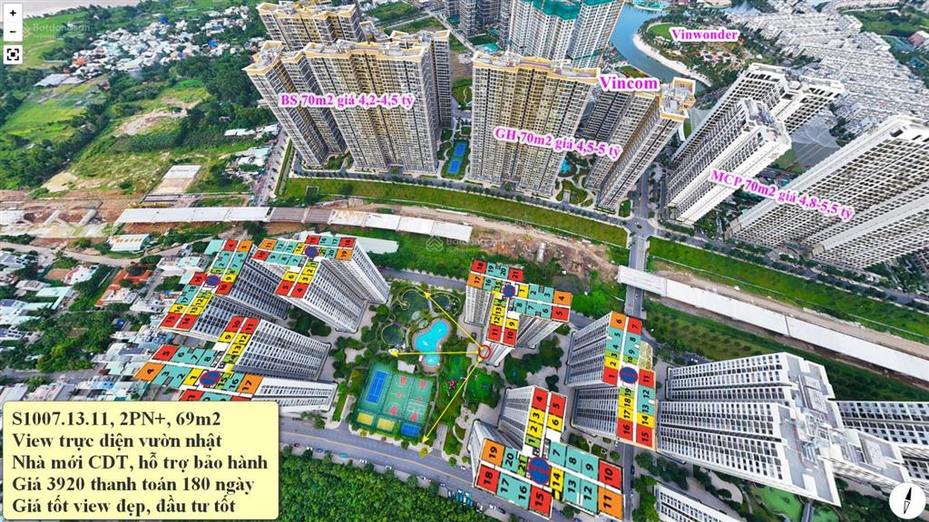 Nổi bật s1007 2pn+ view trực diện vườn nhật, 70m2 giá 3630 bao hết, giá tốt view đẹp