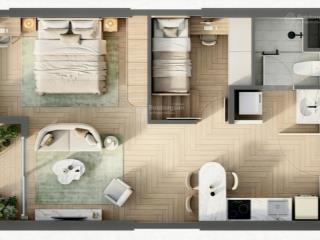 2pn  1wc 52m2, view công viên  hồ bơi tòa t2 chỉ 2.14 tỷ (70%) nhận nhà tháng 10  2026