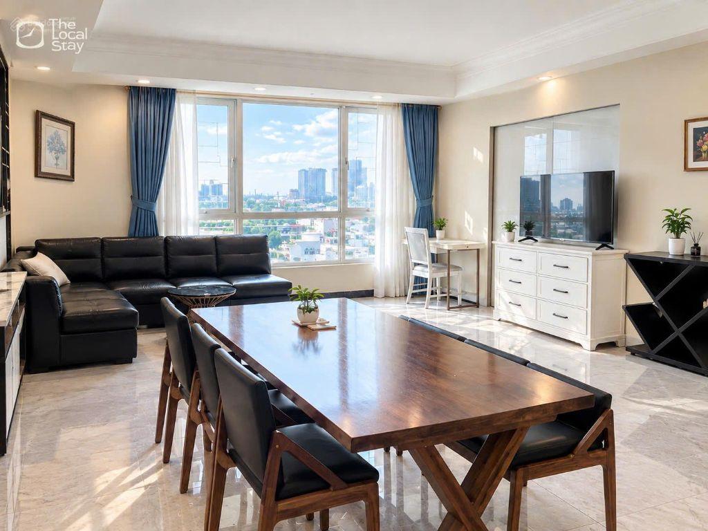 Cho thuê 3 phòng ngủ, lầu cao view sông đẹp, nội thất đầy đủ, giá 32 triệu/tháng