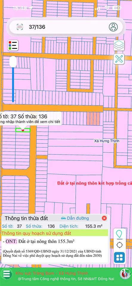 Chính chủ cần bán gấp lô đất hưng thịnh full thổ cư xd tự do