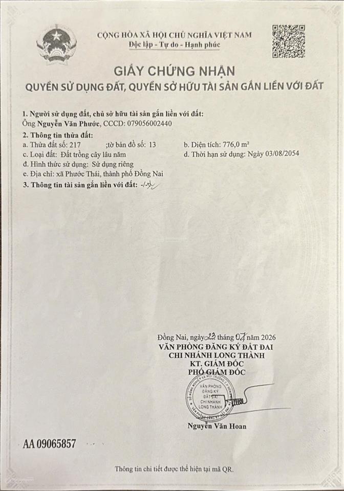 Bán quỹ đất 10.100m2 phước thái long thành 2 mặt tiền 35m, sổ hồng chuẩn, liền kề cao tốc & sân bay