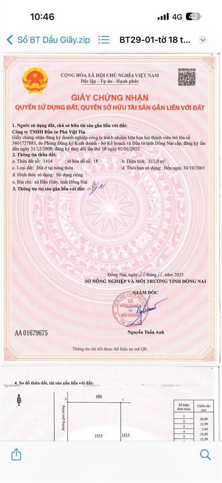 Lô góc đất biệt thự chuẩn đẳng cấp quý tộc không có lô thứ 2 tại trung tâm hành chính dầu giây