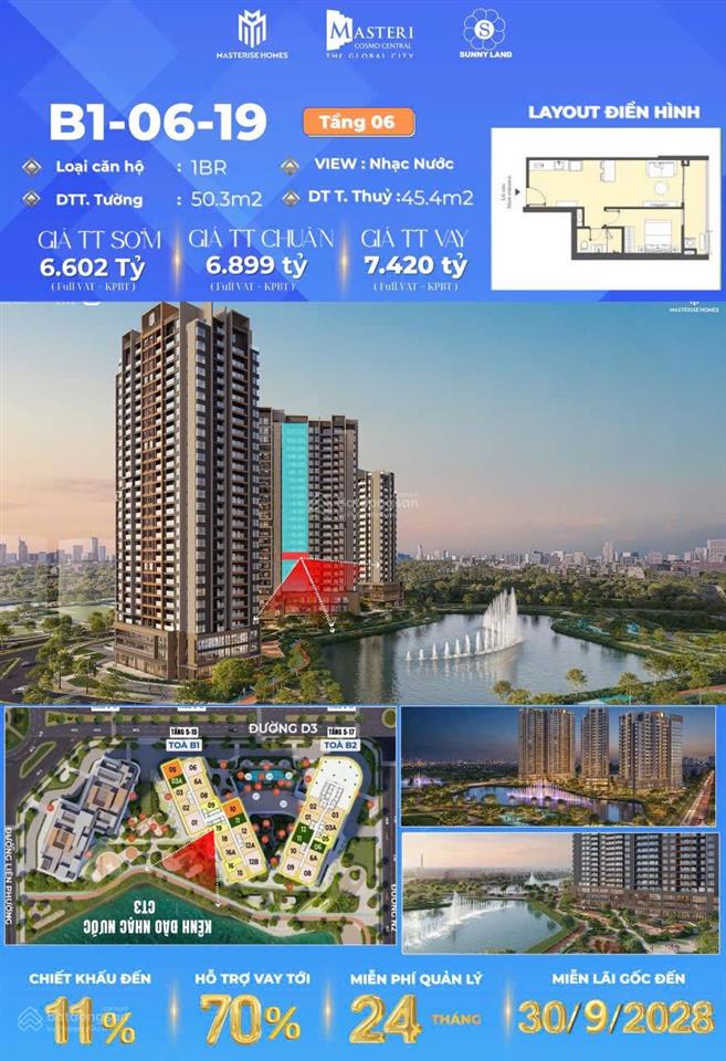 Chỉ với 2,2 tỷ sở hữu ngay căn hộ 1pn view trực diện nhạc nước đẳng cấp tại trung tâm mới tp. hcm