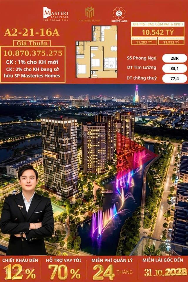 Hoa hậu 2pn tầng 21 view trực diện nhạc nước | hướng đông nam 9,5 tỷ