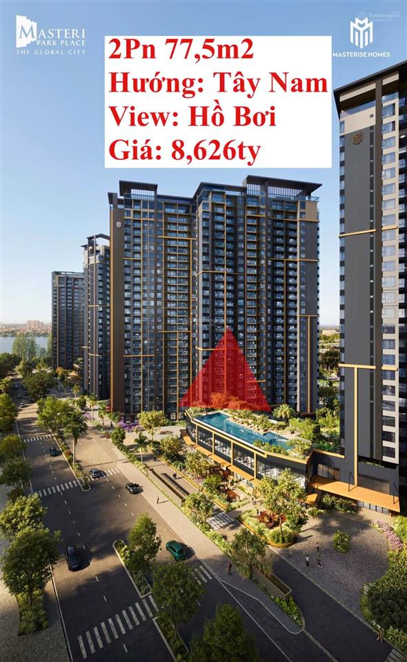 Giá cực tốt căn 2pn view trực diện hồ bơi giá 8,626 tỷ all in