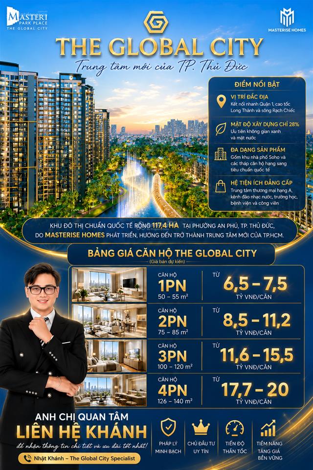 Căn hộ hạng sang masterise homes view kênh đào nhạc nước & landmark 81 giá từ 6,5 tỷ