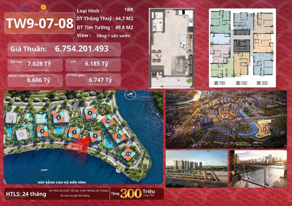 Hàng bán giá siêu tốt 1pn the privé | view trực diện sông giá chỉ 6,185 tỷ