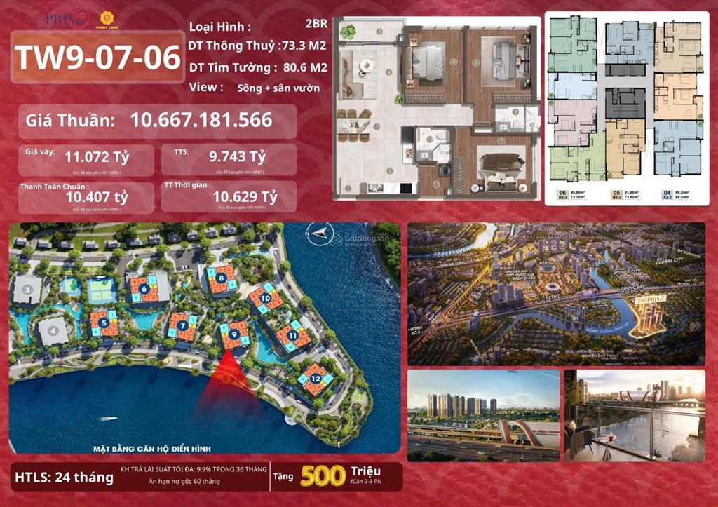 Hàng bán giá siêu tốt | 2pn căn góc the privé view trực diện sông giá 9,743 tỷ