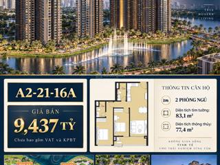 Masteri park place 2pn diện tích lớn, tầng cao, view nhạc nước siêu đẹp