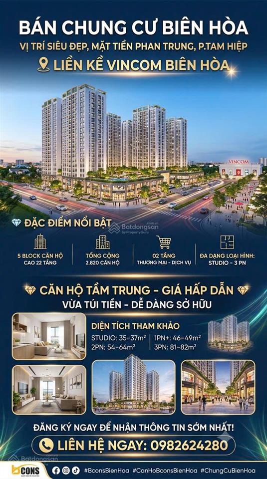 Bán căn hộ biên hòa  mặt tiền phan trung  bcons central park