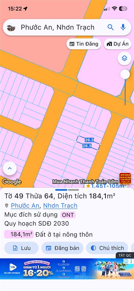 Bán đất nền dự án tại khu đô thị mới phước an, giá cực chất 2,3 tỷ, 184,1m2