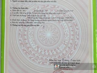 Bán đất phường hiệp hoà (trấn biên), kế bên khu dân cư phúc hiếu sổ hồng 85m2 giá chỉ 3.2 tỷ