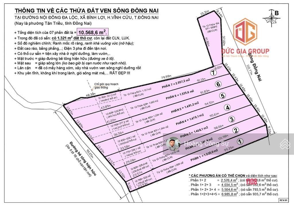 Bán đất đường nội đồng đa lộc xã bình lợi nay là phường tân triều sổ hồng 10.568m2 giá 4 triệu/m2