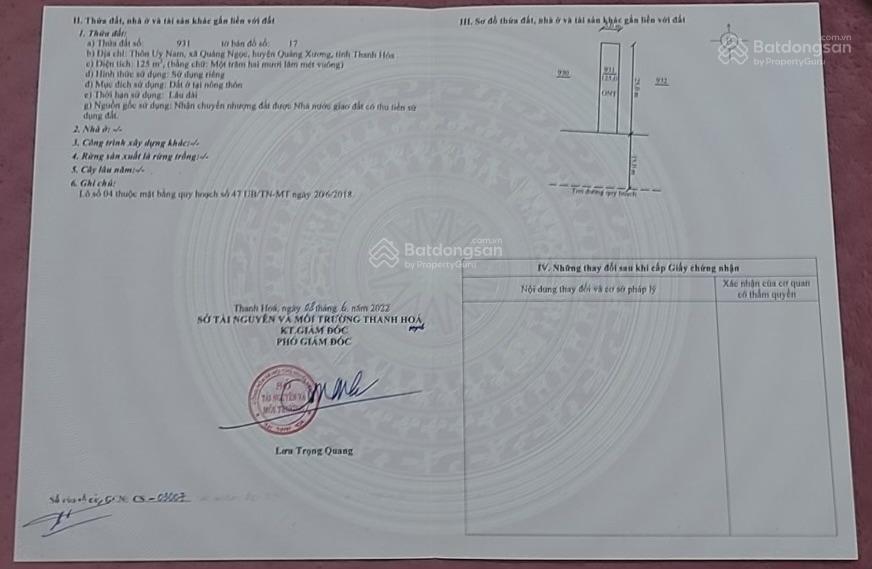 Chính chủ cần bán lô đất gần chợ hội xã quảng ngọc, giá đầu tư cực tốt