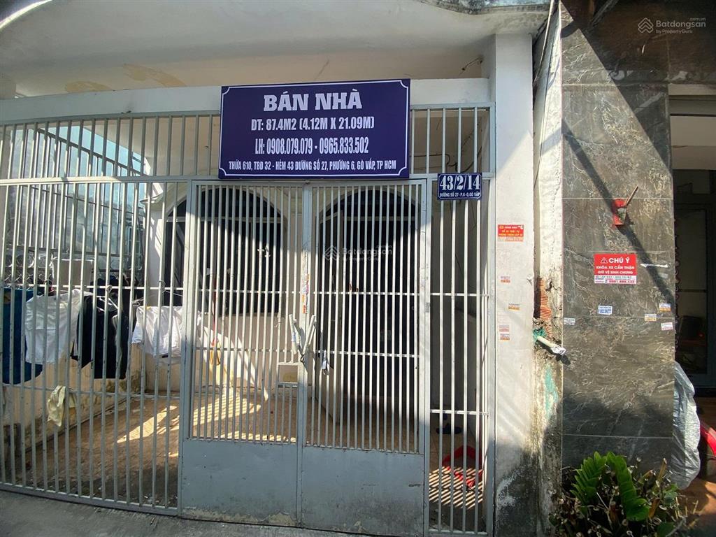 Bán nhà thửa 610 dt 87,4m2 tại số 43/2/14 đường số 27, phường an nhơn, tp hcm