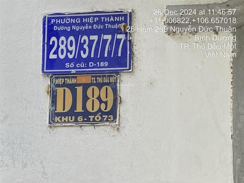 Nhà bán thửa 1134, tbđ 61 tại hẻm 289/37/7/7 phường hiệp thành, thủ dầu một, tp hcm03907969