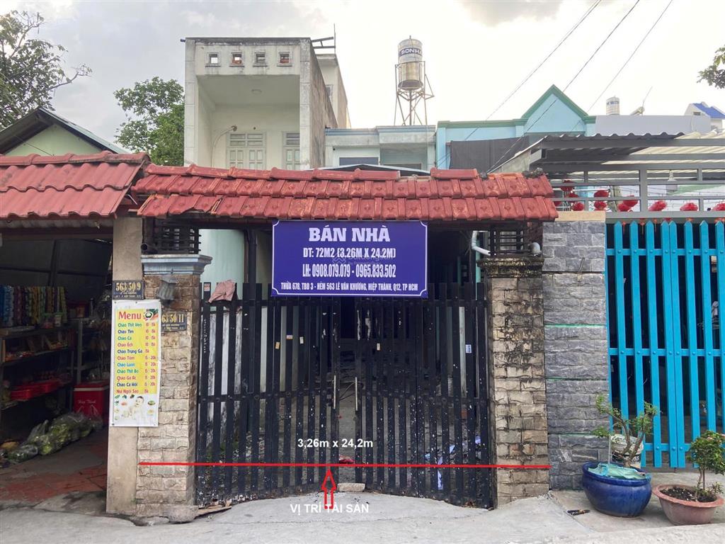 Bán nhà 2 tầng thửa 678, dt 72m2 tại 563/50/11 lê văn khương, phường tân thới hiệp, tp hcm