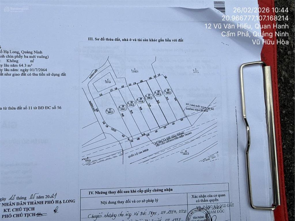 Ngân hàng thanh lý lô đất mặt đường  td21, p. hà phong, tp hạ long, quảng ninh03780930