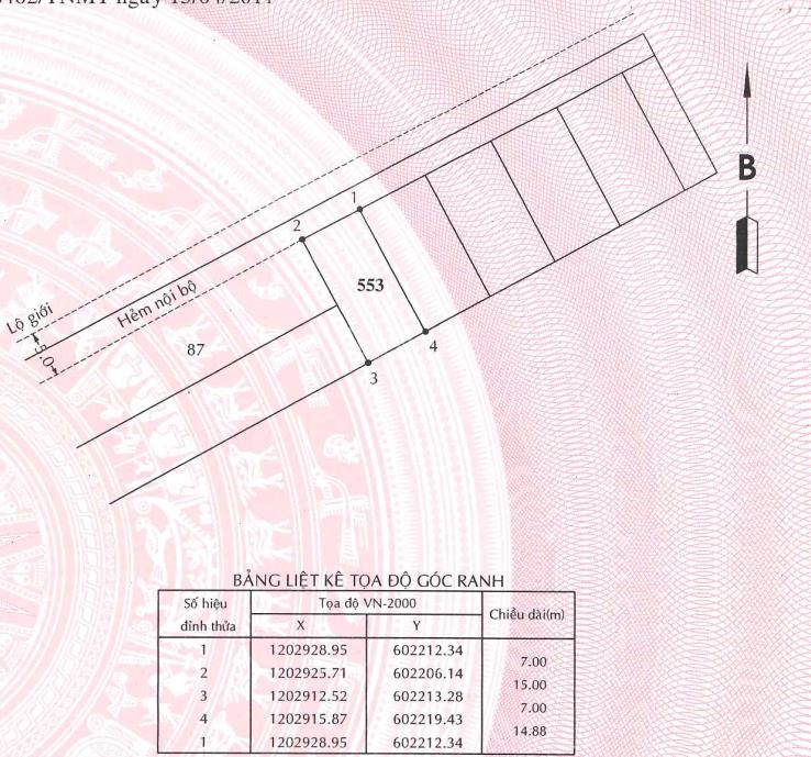 Bán đất tại thửa đất số 553, tbd14, phường thạnh lộc, quận 12, tp. hồ chí minh, 5,1 tỷ, 104,6m2