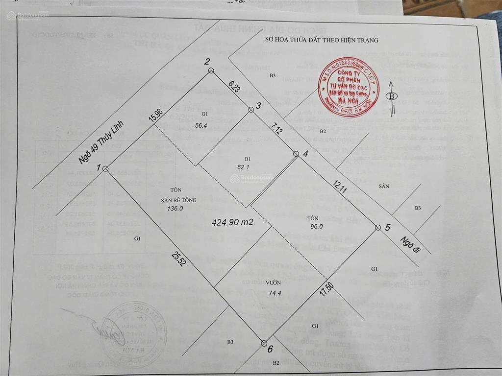 Bán một phần td54 tbd34, phường lĩnh nam, quận hoàng mai, thành phố hà nội