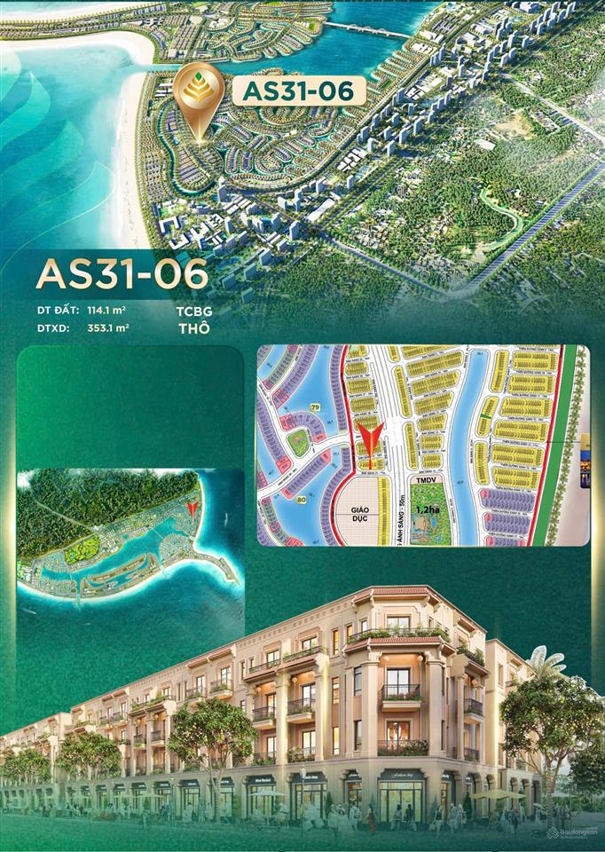 Siêu phẩm as3106, vinhomes green paradise cần giờ 114 m2, xd 353m2. giá 15,3 tỷ, ck 30% là