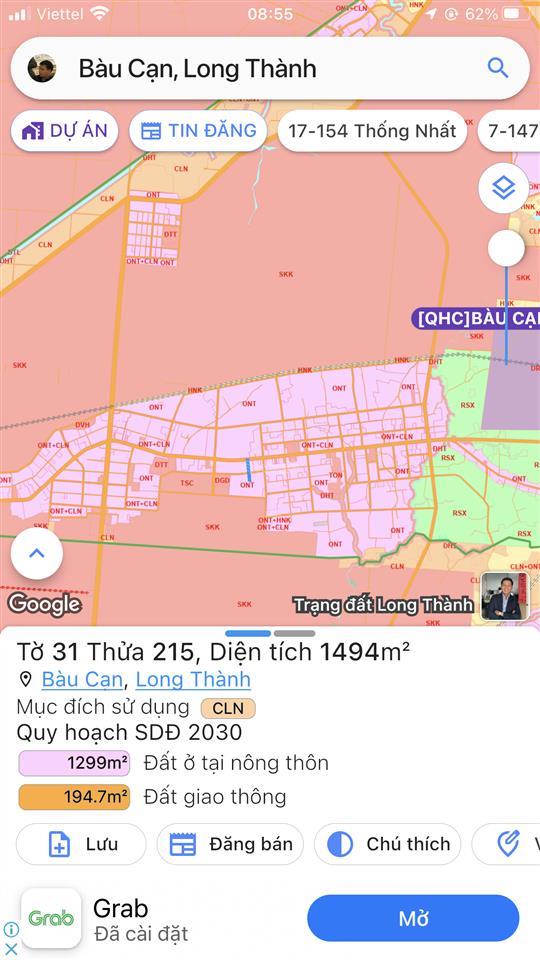 Bán đất 1494m2 mặt tiền đường bàu cạn, xã bàu cạn, long thành, đn, 0933 791 ***