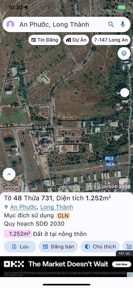 Bán đất 1252m2 ngay kcn long thành an phước sổ hồng riêng đất ở